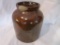 RW 1 gal. brown preserve jug, bottom marked (chips)