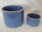 Vintage blue stoneware butter crock (set of 2) c 5 lb. and c. 1 lb