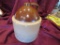 Brown/White shoulder dome top jug salt glaze, bottom mark