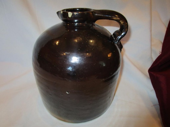 Albany Slip syrup jug (iridescent) (spout chips)