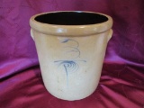 3 gal. Salt glaze target/tail crock, (handle chip)