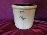 Salt glaze unusual 2 gal. target/tail bottom marked (inside chip)