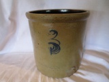 Salt glaze 2 gal. crock (w/1/2 print)