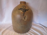 2 gal. stoneware jug (w/factory gouge), drop 8 design