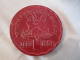 1858-1958 Minnesota Centennial trivet, red 6 3/4 inches 100 years