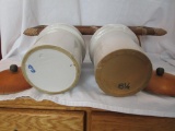 Stoneware steam table inserts, bamboosland, covers, marked