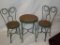 Doll Ice Cream Parlor Table/2chairs, Metal With Wood Top