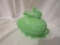 Green Squirrel Candy Dish, Jadite Acorn