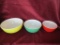 Pyrex Bowls, Set Of 3, Yellow, Green, Red