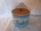 Vintage Blue/white Salt Crock/cover, Wall Mount