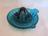 Vintage Aquamarine Glass Juicer, Reamer