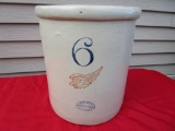 Red Wing 6 Gal. Large Wing, Zinc Crock, Oval Red Wing Union