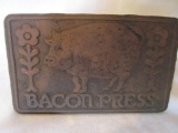 Vintage Cast Iron Bacon Press W/wood Handle