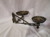 Two Bracket Cast Iron Lamp Holder W/mount Holder (original Part)