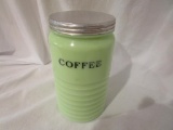 Vintage Jadite Green Coffee Canister 7 1/2
