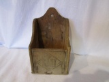 Vintage Wooden Salt Box Early 1900's 9