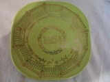 Vintage 1954 Small Calendar Plate Green Quirt Hardware Co, Hawley, Mn 7 1