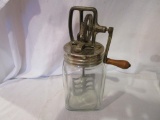 Vintage 2 Quart Glass Butter Churn/metal Paddles 12