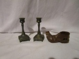 Quadruple Plate Candleholders With Carved Wooden Shoe