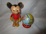 Mickey Mouse, Rubber, With Metal Globe Bank