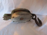 Vintage Wooden Block/tackle Pulley/hook