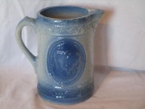 Vintage Blue Pottery Cow Pitcher 8