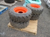 (4) 10-16.5 Skid Steer Tires With Steel Rims