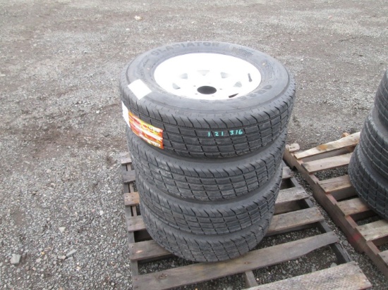 (4) ST205/75-15 Trailer Tires With Wheels