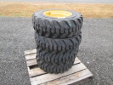 (4) 10-16.5 Skid Steer Tires With Wheels