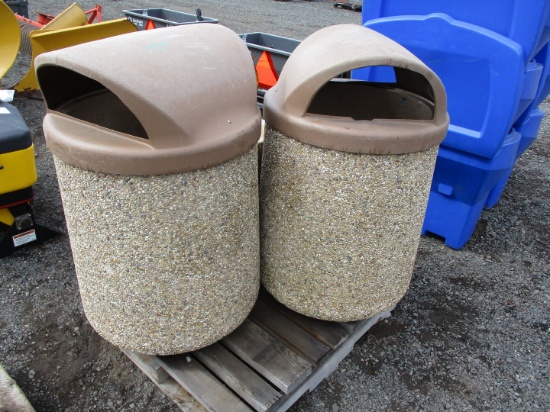 (2) Concrete Trash Cans,