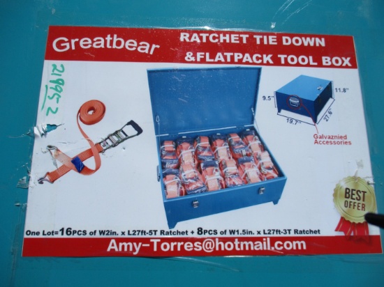 Greatbear Ratchet Tie Down Kit With Steel Box