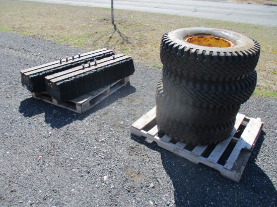 (4) 9.00-16LT Skid Steer Snow Tires On Wheels,
