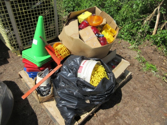 TRAFFIC CONES, ASSORTED LIGHTS, PLASTIC CHAIN