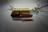 Fixed Blade Buck Knife with Sheath and Box.