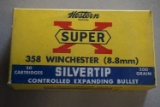 3 Boxes Winchester 358 Silver Tips (8.8MM) - 20 rds per box - so much per box