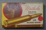 Box of Weatherby 240 Magnum Bullets70 gr., great Deer graphic!