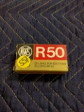 Box of RWS German Dynamit Nobel R50 .22LR Shells, 50 shell box