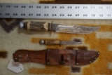 Father/Son Match Pair of Hunting Knives w/ Leather Sheath