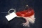 Big red and white colored musky lure with hair