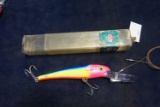 Magnum stretch 50+ blue orange and yellow musky lure