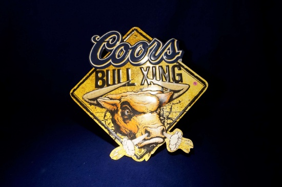 Coors Metal Sign Bull Crossing