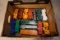 Box of 14 plastic marxs train cars