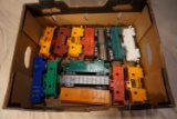 Box of 14 plastic marxs train cars