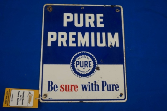 The Pure Oil Company "Pure Premium" Porcelain Sign