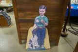 Cardboard Stand Up of Boy with John Deere Tractor and Dog
