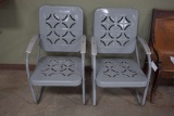 Pr. of Gray metal Lawn Chairs