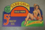Cleo Cola Sold Here Cardboard Advertising