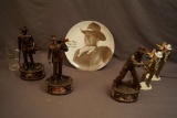 Box of 5 Assorted John Wayne Figurines, Glass & Plate