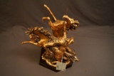 Rider Lassoing Horse Statue