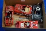 4-Fire Truck Pedal Cars, all w/some parts missing, inspect photos